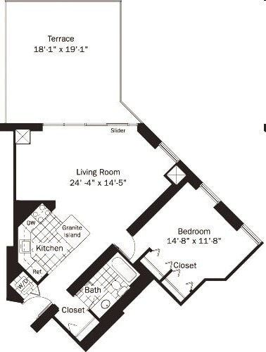 UNIT 3 (1BR/1BA) floor plan