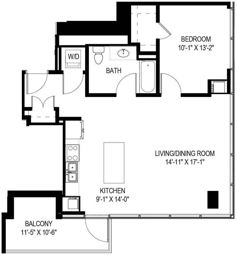1 Bed/1 Bath-13 floor plan