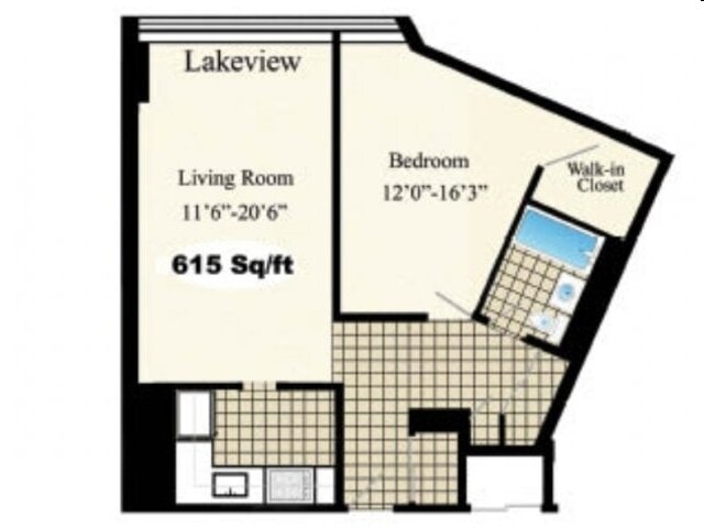 Tier 5/11 (1BR/1BA) floor plan