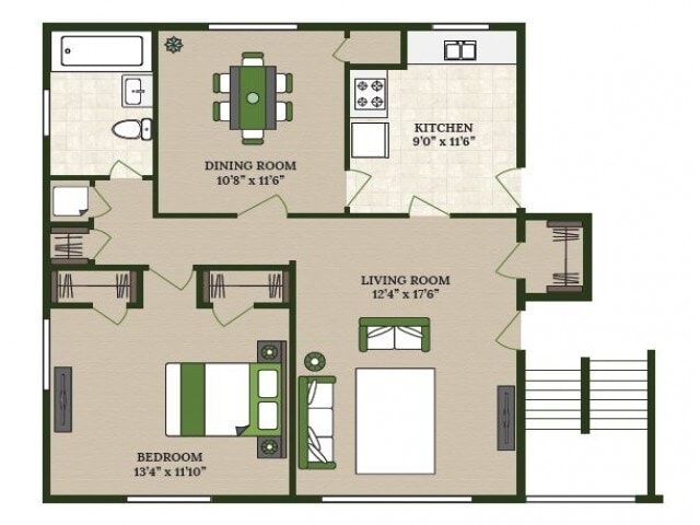 1 X DEN floor plan