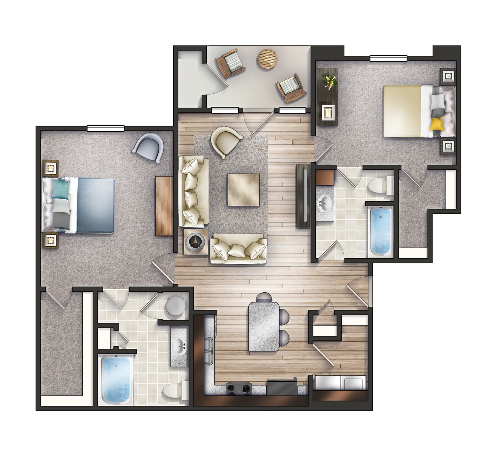 2 Bedroom Craftsman Premier floor plan