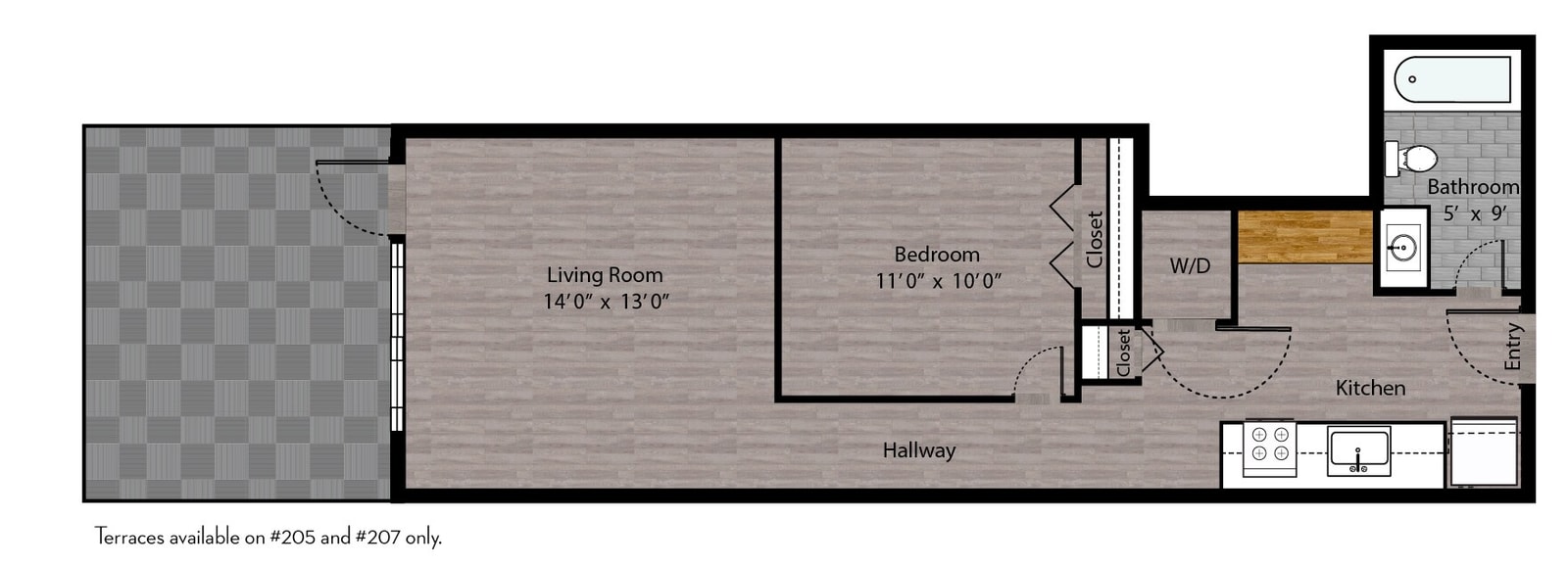 Tier 05/07/14/16 (1BR/1BA) floor plan