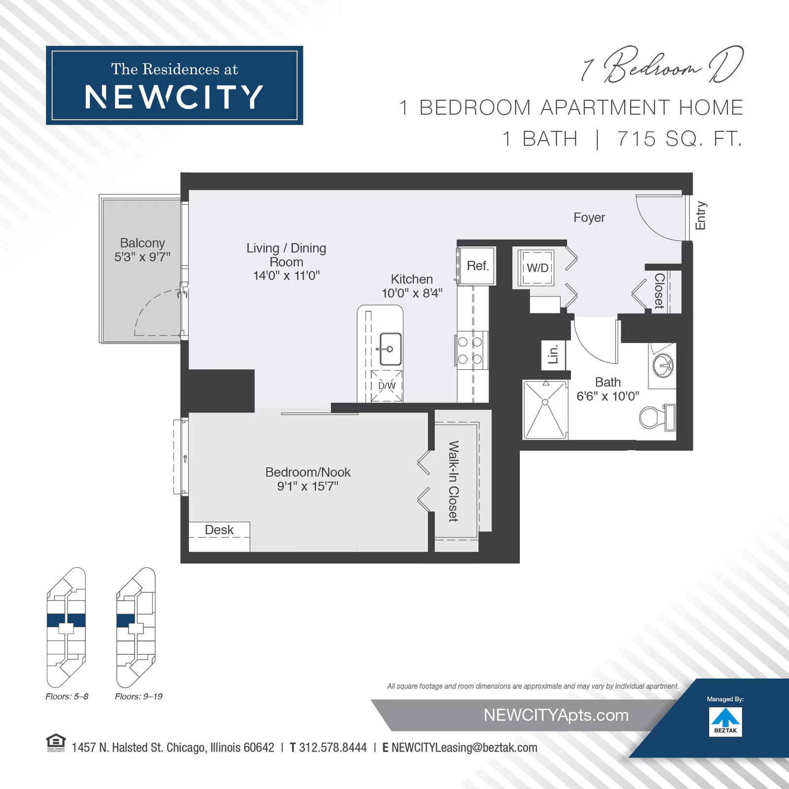 One Bedroom D floor plan