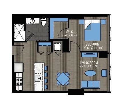 1Bed/1 Bath 1b 09 floor plan