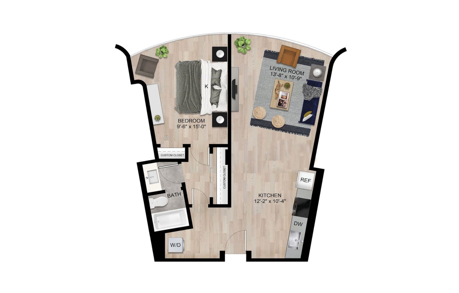 1 BR Deluxe Classic floor plan