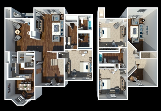 Three Bedroom Two Bathroom | Townhome floor plan