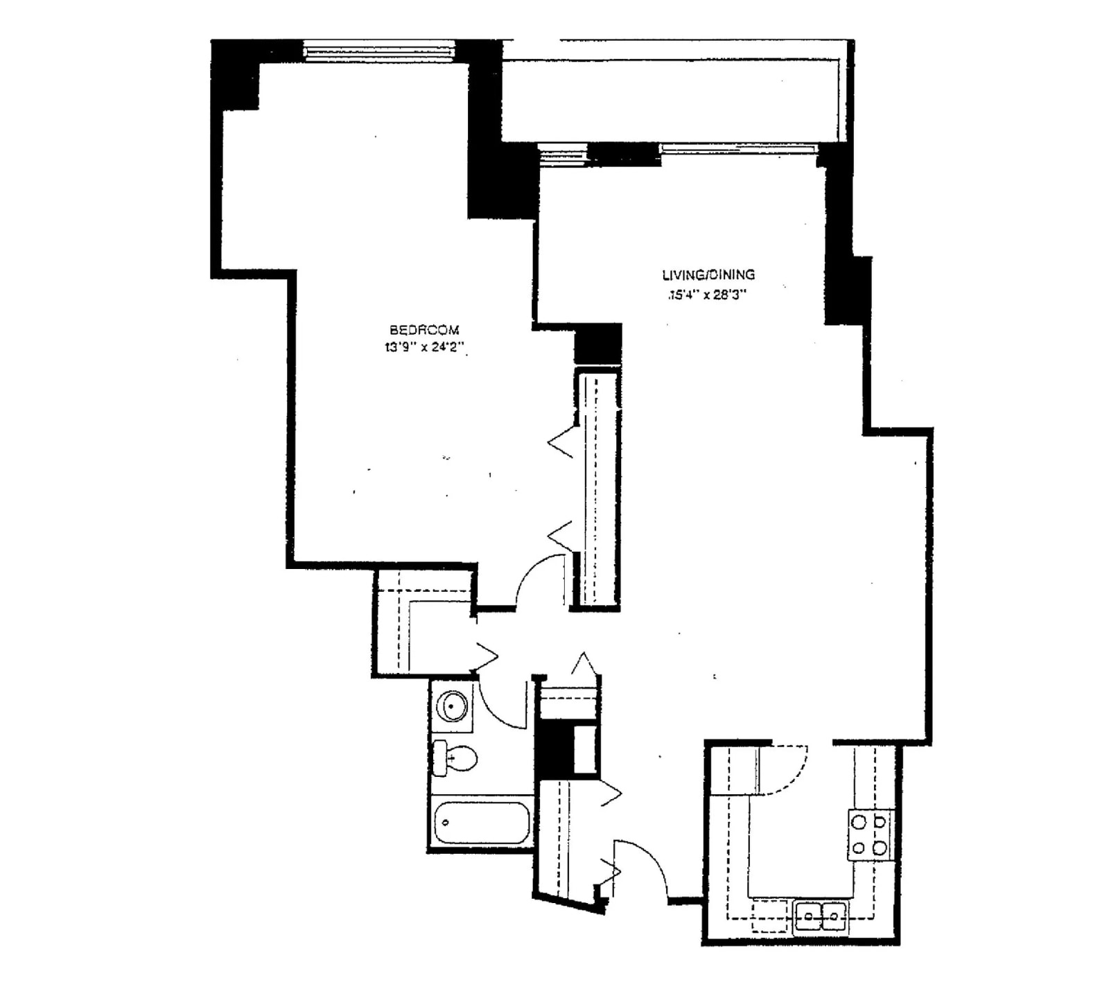 One Bedroom + Den floor plan