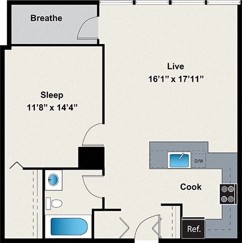 1 Bedroom-Medium floor plan