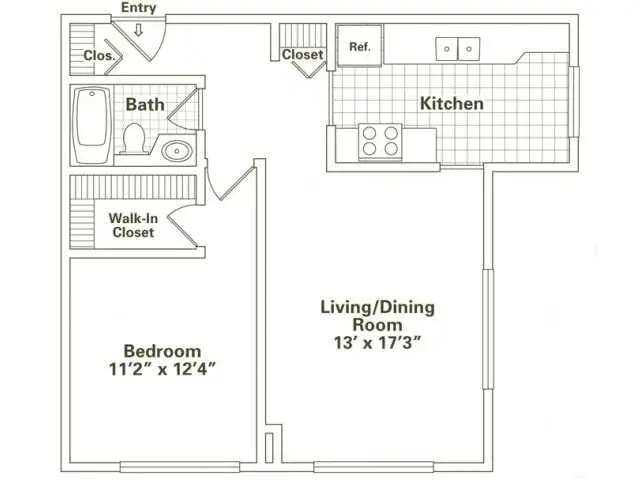 One Bedroom, One Bath (A3) floor plan