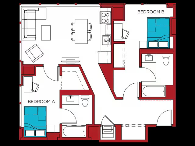 2 BEDROOM/2 BATHROOM - B2 floor plan