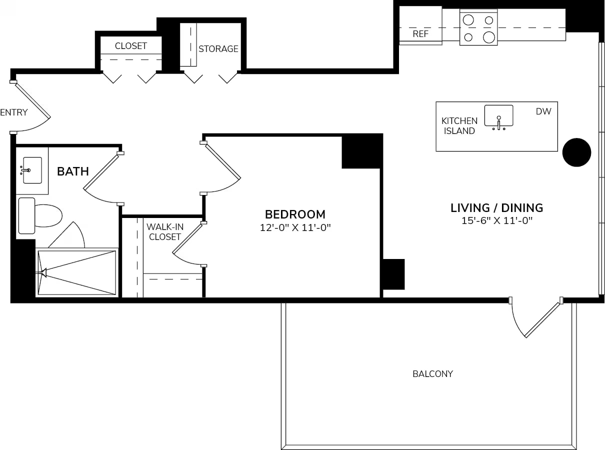 Convertible One Bedroom B floor plan