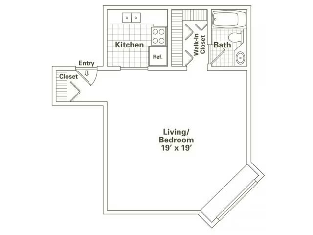 Studio / 1ba floor plan