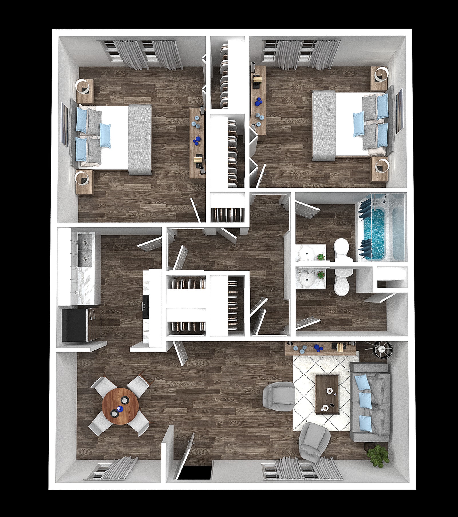 2 Bedroom 1.5 Bath floor plan