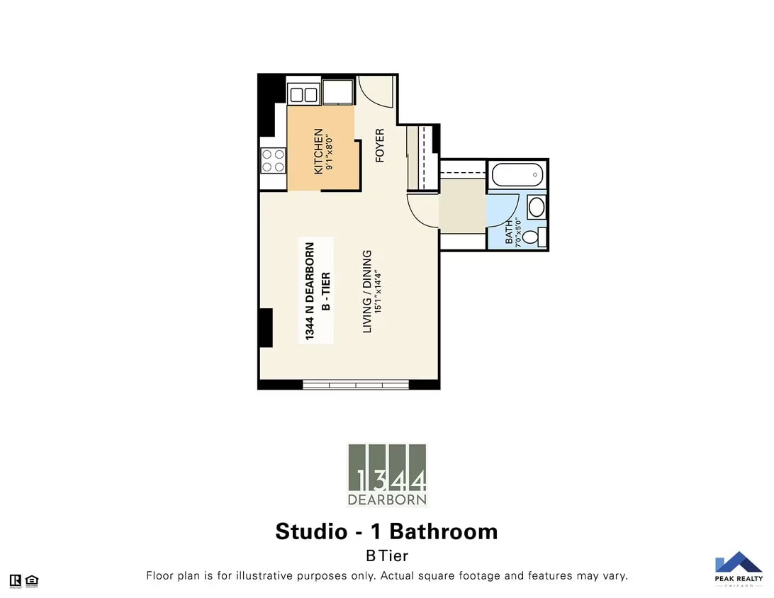 Studio A-1 Bath floor plan